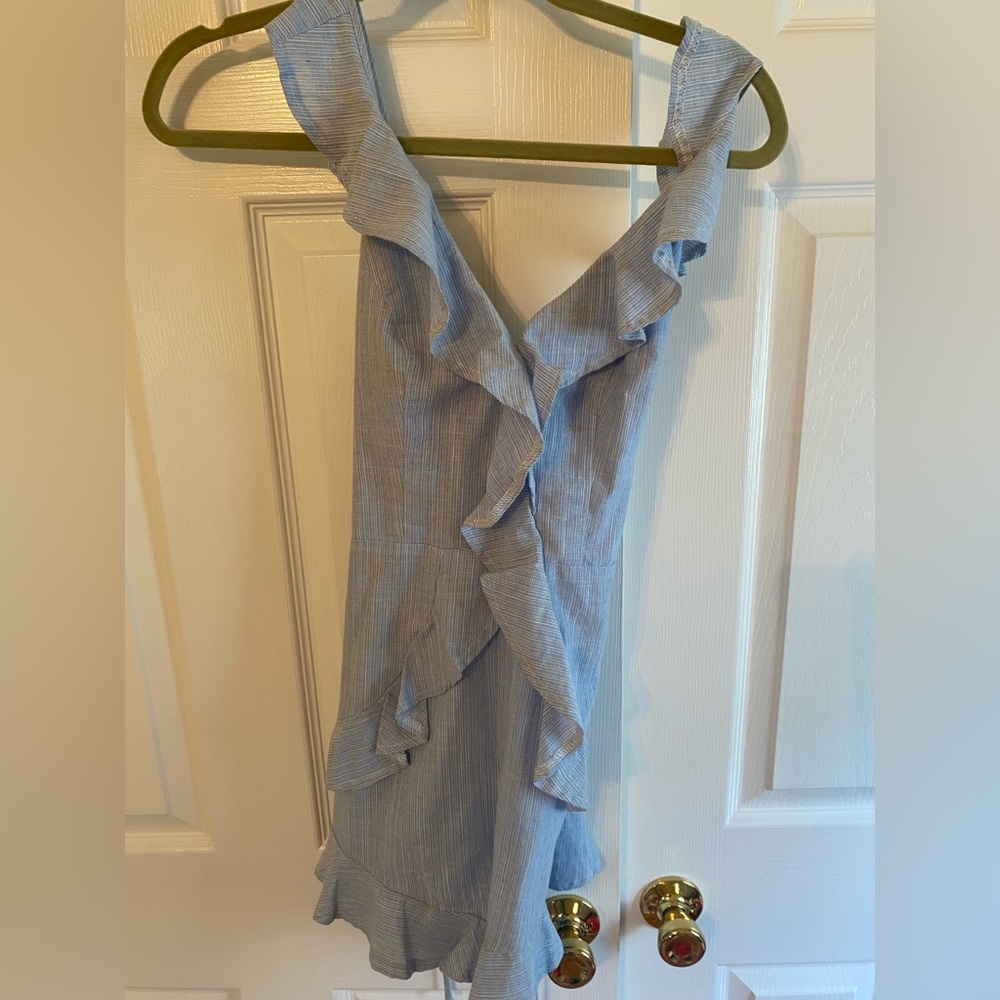 Blue and white striped romper